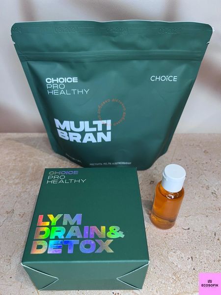 Набір для схуднення 2в1 безпечний бюджетний та ефективний LYM drain&detox 60 + клітковина Multi bran, Choice Клітчатка+лім60 фото
