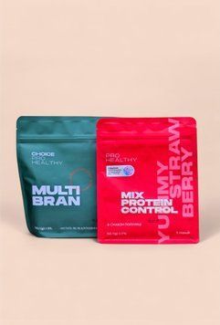 Набір "Комбо" для легкого травлення та контролю апетиту Mix Protein Control Yummy Strawberry + Multi Bran Choice Mix Protein Control Yummy Strawberry + Multi Bran фото