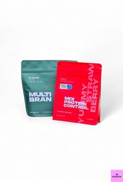 Набір "Комбо" для легкого травлення та контролю апетиту Mix Protein Control Yummy Strawberry + Multi Bran Choice Mix Protein Control Yummy Strawberry + Multi Bran фото